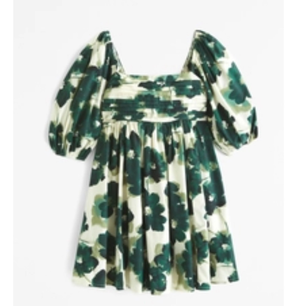 Abercrombie & Fitch Emerson Poplin Puff Sleeve Mini Dress
Color: GREEN FLORAL